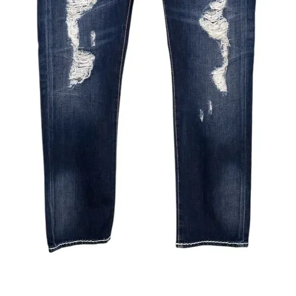 Ed Hardy Christian Audigier Boyfriend Jeans Womens Blue Dark Wash Embellished 30